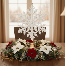 Article Décoration suspendue flocon de neige en bois blanc 30cm
