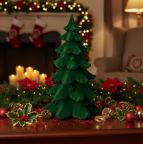 Article Sapin décoratif en plastique vert, 27 cm, pour décoration de table festive