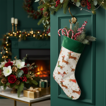 Article Chaussette de Noël en tissu avec motif teckel 50 cm