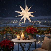 Article Étoile LED Décorative Blanche 40 cm avec Timer, Usage Extérieur Protégé