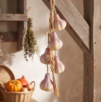 Article Décoration de Tresses d'Ail Artificiel Suspendue Jaune et Violet – L 50 cm