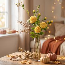 Article Branche de roses artificielles jaunes 100 cm