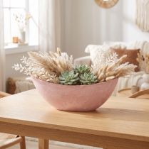 Article Coupe ovale décorative en plastique rose marbré 34 cm x 11 cm