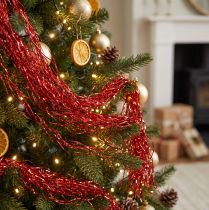 Article Guirlande lametta rouge ondulée scintillante 50 cm pour sapin de Noël