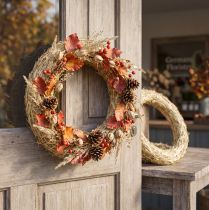 Article Base en paille naturelle pour créations de couronnes décoratives Ø25 cm - Lot de 2