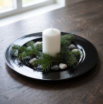 Article Plateau décoratif noir brillant en plastique Ø28cm H2cm