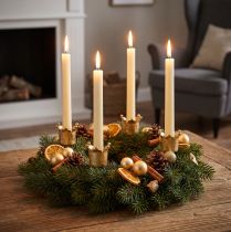 Article Set de 4 Porte-Bougies Couronne Or en Métal avec Piques