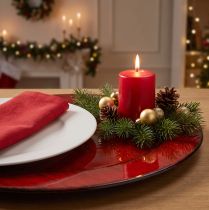 Article Assiette décorative plastique Ø28cm rouge et noir