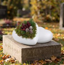 Article Cœurs bombés en polystyrène blanc 11 cm - Lot de 2