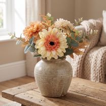 Article Gerbera artificielle apricot 11 cm sur tige 50 cm