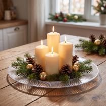 Article Assiette décorative rainures Plastique Transparent Ø33cm