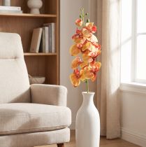 Article Orchidée Phalaenopsis artificielle rouge et jaune, 9 fleurs, 96 cm