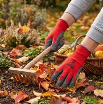 Article Gants de Jardinage en Nylon Rouge et Gris Taille 11 - Kixx