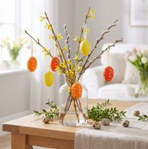 Article Mini œufs de Pâques à suspendre, jaune, rouge et orange, 4 cm, lot de 24