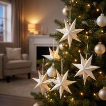 Article Lot de 8 étoiles en papier blanc 10 cm pour décoration de Noël