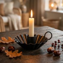 Article Chandelier noir en métal pour bougies fines Ø9,5cm H3cm