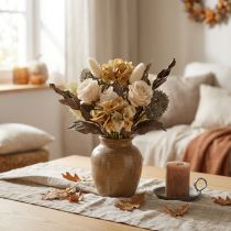 Article Bouquet de Fleurs Artificielles Rose et Hortensia, Look Vintage Sec, 38 cm