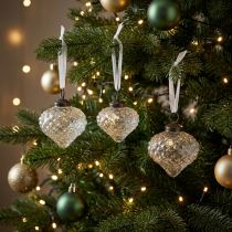 Article Boules de Noël en verre transparent style vintage Ø5,5cm - Lot de 9
