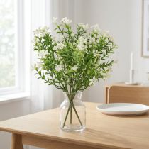 Article Kunstblumen : Bouquet de fleurs artificielles blanches avec feuilles vertes (26 cm)