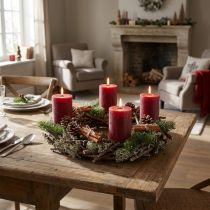 Article Couronne décorative en bois et mousse de chêne, Ø30cm, naturel
