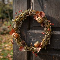 Article Demi-couronne décorative en branches et mousse Ø33 cm pour porte, table et mur