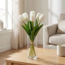 Article Tulipes artificielles blanches Real Touch 49 cm - Lot de 5