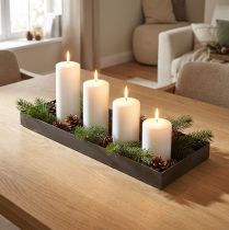 Article Plateau décoratif en métal noir effet lavé 30×15 cm