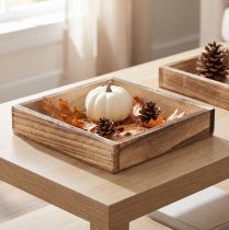Article Plateau en bois rustique 15 x 15 cm lot de 4 nature