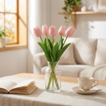 Article Tulipes en Tissu Roses 48 cm - Bouquet de 5 tiges