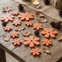 Article Fleurs en Bois Décoratives Orange - Lot de 20 - 2 à 6 cm