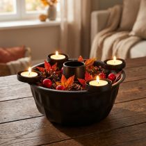 Article Coupe décorative en métal noir – Design moule à gâteau – 26 cm – Porte-bougies pour une ambiance chaleureuse