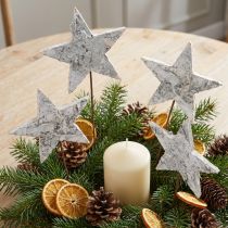 Article Étoiles en écorce de bouleau blanches sur fil - 6 cm - Lot de 24