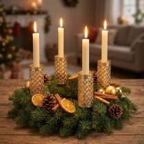 Article Lot de 4 chandeliers en métal doré avec pic, Ø 2,2 cm, H 10 cm