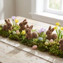 Article Set de 16 petits lapins décoratifs en plastique floqué brun 5 cm