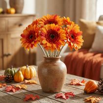 Article Gerbera artificielle orange Ø11cm avec tige 50cm