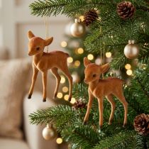 Article Figurines décoratives faon brun 7,5 cm avec flocage - Lot de 2