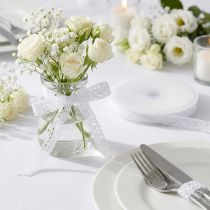 Article Ruban Décoratif en Dentelle Blanche 16 mm x 20 m - 100% Coton
