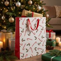 Article Sachet cadeau en papier motif sucre d'orge Noël 26×10×32cm lot de 2