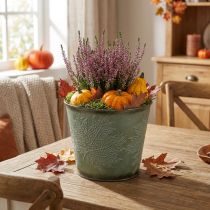Article Pot décoratif en métal avec motif de feuilles, vert, Ø18,5cm H17cm