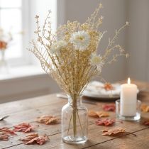 Article Bouquet de Fleurs Artificielles en Beige et Blanc avec Astéracées et Gypsophile, 43 cm