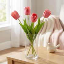 Article Tulipe artificielle rouge et orange en tissu, 67 cm