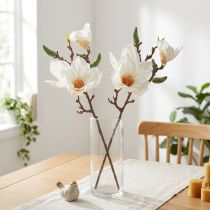 Article Branche de Magnolia Artificielle Blanche avec Boutons 40 cm - Lot de 2