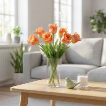 Article Tulipe artificielle perroquet orange et jaune 63 cm