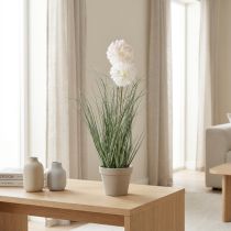 Article Kunstpflanze en Pot avec Herbes et Fleurs Blanches 58 cm