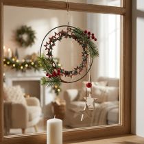 Article Décoration suspendue de Noël en métal et bois avec étoiles Ø19cm