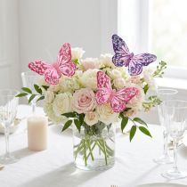 Article Duo de Papillons Décoratifs en Plumes avec Fil, 7×10 cm, Rose et Violet, Lot de 12