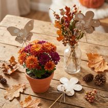 Article Piques décoratives en bois papillons et fleurs 9 cm - Lot de 12
