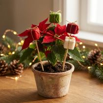 Article Décoration de Noël en Bois – Piques Cadeaux 2,5 cm – Lot de 15