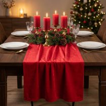 Article Tissu décoratif rouge en velours 28×270 cm pour tables festives