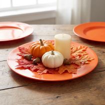 Article Assiettes en plastique orange – 28 cm – Lot de 4 – Décoration et DIY
